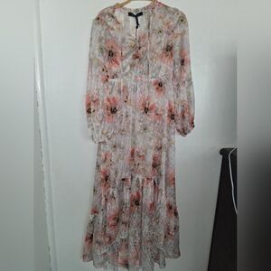 BCBGMaxAzria Pink Floral Long Sleeve Dress